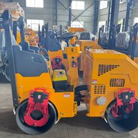 Rouleau compresseur routier autoporté à double tambour en acier FVR-880, compresseur hydraulique diesel de 1000 kg pour le compactage de l'asphalte et du sol