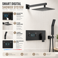 Sistema de Grifería para Ducha de Lluvia Termostática Digital LED de Alta Presión de 10 Pulgadas, en Latón Cromado, con Chorro Suave, para Hotel o Villa