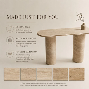 OEM ODM Minimalist Contemporary <b>Hallway</b> Beige Travertine Console <b>Table</b> Customized - Product Image 6