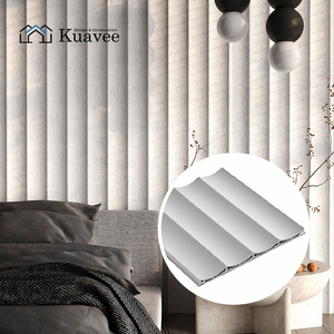 Maßgefertigte Holzmaserung-Stil Geometrische Form Wandpaneele Schlafzimmer Esszimmer Dekorative Hintergrundplatte WPC Wasserdichte Wandpaneele - Product Image 2