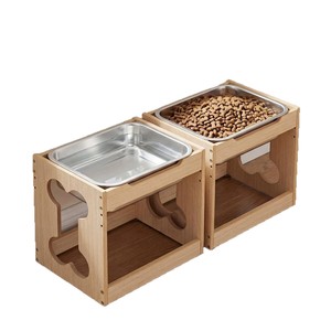 Nuevo soporte para tazón de comida para perros de madera maciza, mesa de comedor para perros de uso doméstico, soporte para alimentar gatos, soporte para perros de madera maciza que protege el cuello - Product Image 1