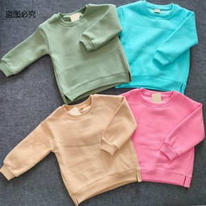 Felpe con Cappuccio per Bambini con Logo Personalizzato, in Cotone Felpato, Tinta Unita, Girocollo, Oversize, Pullover per Ragazzi e Ragazze - Product Image 5