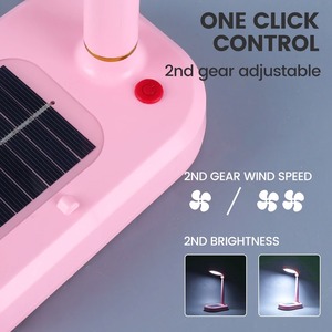 NEW 2-in-1 Solar Fan <b>Desk</b> Lamp <b>Study</b> Reading Emergency Solar Powered & USB Rechargeable Cordless Led Table Lamp with Fan Lamp - Product Image 5