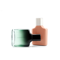 Flacon de parfum vide en verre plat vert dégradé de couleur personnalisé de 30ml flacon vaporisateur de parfum rose pour femme avec couvercle