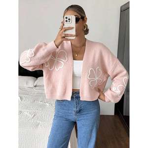 Floral Applique <b>Balloon</b> Sleeve <b>Cardigan</b> Apricot Women's <b>Cardigan</b> - Product Image 6