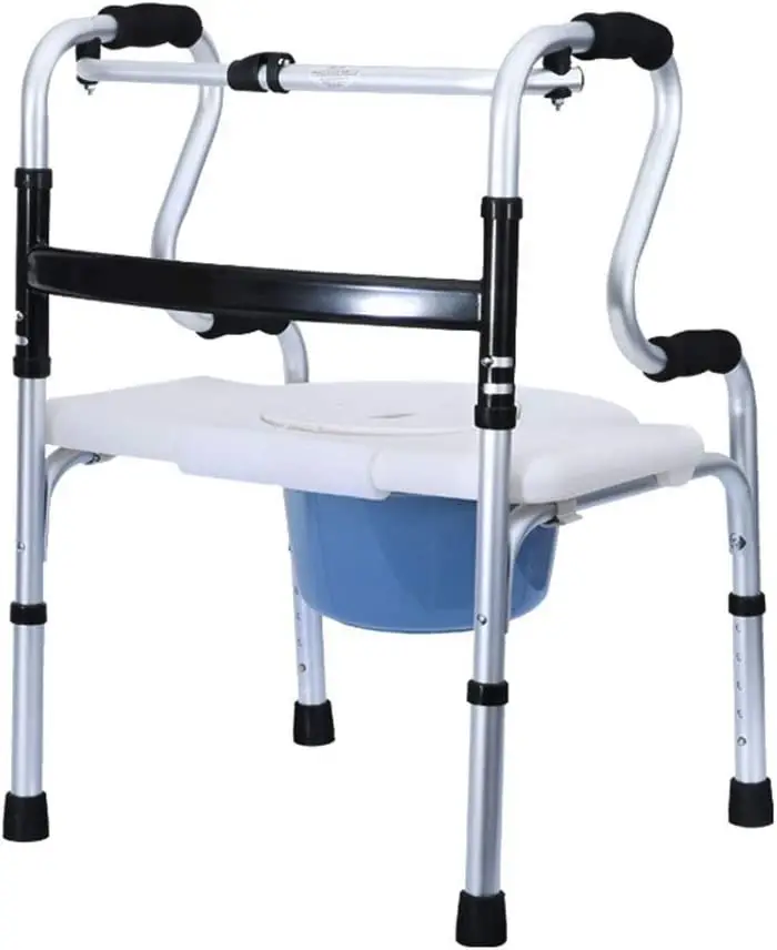 Andador plegable con asiento para personas mayores, silla de ducha de alta resistencia con espalda y brazos, ducha ligera enrollable