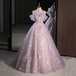 Vestido de noche morado de alta gama para mujer - el vestido de brindis para la princesa fugitiva que está comprometida y la novia - Product Image 1