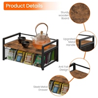 Organisateur de sachets de thé en bois avec tiroir et boîte de rangement, 8 compartiments, boîte à thé, conteneur pour comptoir de cuisine