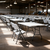 Table pliante légère et durable de 72 pouces, pliable en deux, résistante aux intempéries, en plastique robuste pour les vendeurs de marché nocturne