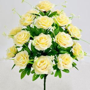 Fleur artificielle à 18 têtes, rose princesse à <span class=keywords><strong>tige</strong></span> haute, décoration d'intérieur haut de gamme pour salon, fleur sur pied - Product Image 3