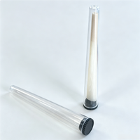 Tube conique en plastique transparent de haute qualité 16*112mm pour cigares, avec capuchon noir - Fabriqué en Chine - 1000 pièces par boîte