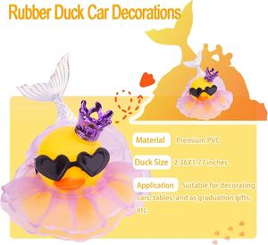 Wholesale Cute Rubber Duck <b>Car</b> Dashboard Decoration Plastic <b>Ornament</b> with Mini Crown Skirt Glasses Prop - Product Image 2