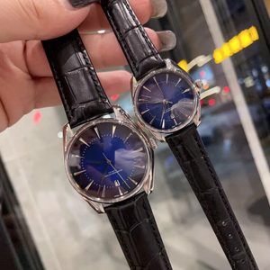 Montres analogiques classiques pour hommes avec cadran dégradé effet soleil, fenêtre de date et bracelet en cuir gaufré croco Omegaes - Product Image 1