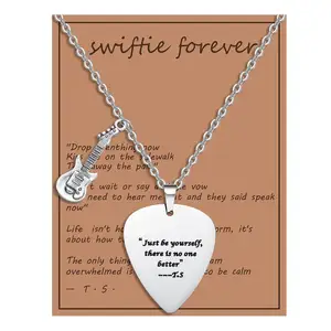 Taylor Music Necklace Stainless Steel Love Engraving Necklace Guitar Microphone Note Pendant Swiftie Necklace