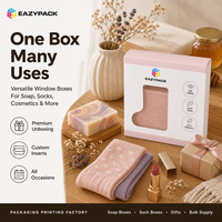 Boîtes de présentation personnalisées en gros, boîtes cadeaux transparentes, boîtes de vente au détail en carton blanc pour chaussettes, savons et cadeaux