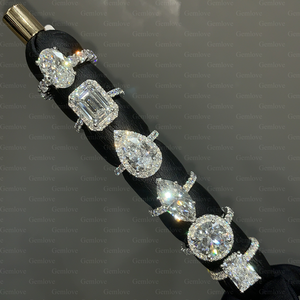 Laboratory-grown 6.03-carat diamond Combination <b>ring</b> for women 18K white gold oval-cut diamond Anniversary jewellery - Product Image 4