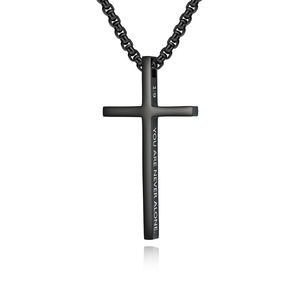 Unisex street style inspirational Bible cross necklace, <b>titanium</b> steel non-fading sweater <b>chain</b> pendant. - Product Image 5