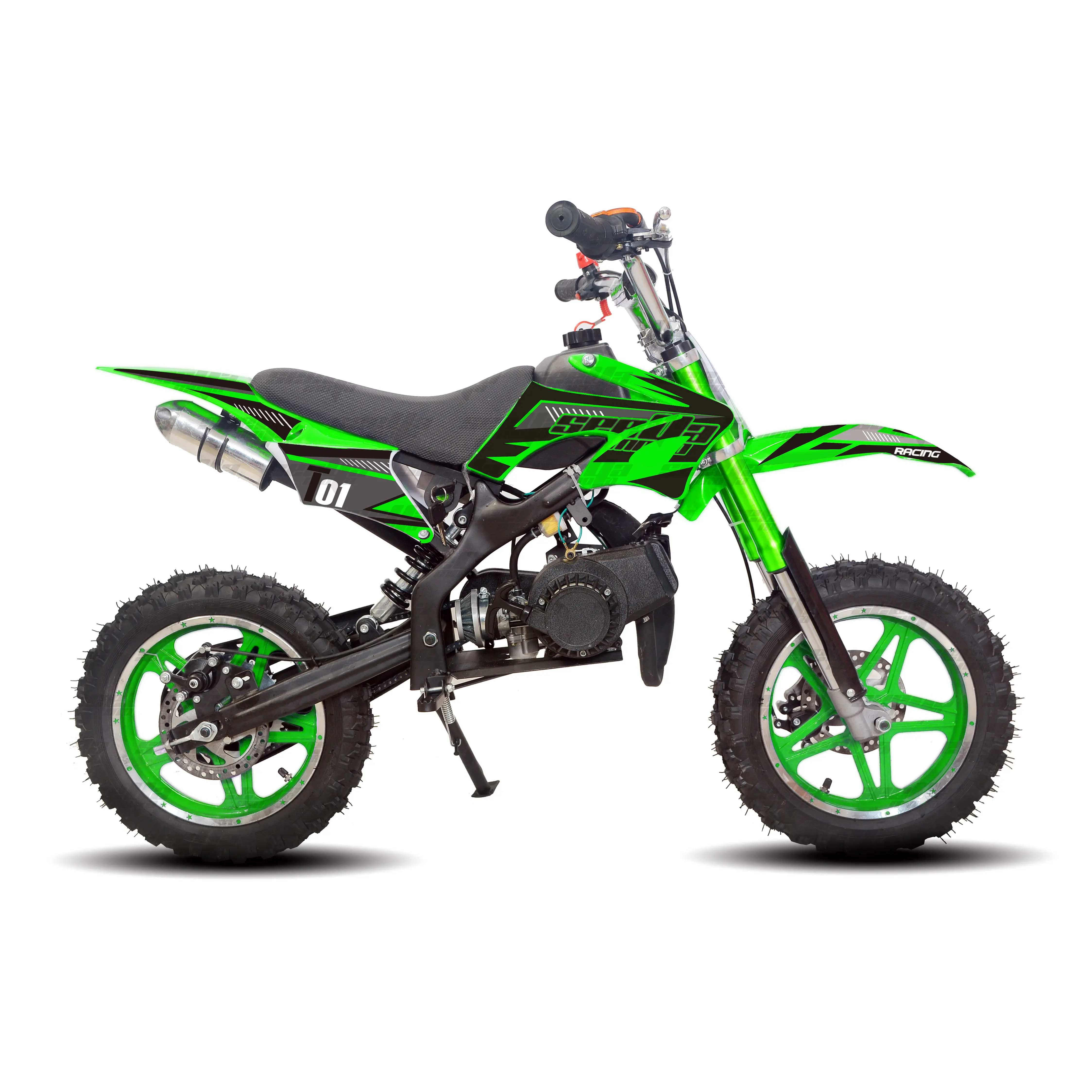 Nouveau mini cross moto vert 49cc 2 temps entièrement automatique pit bike enfants dirt bike cross moto T01 avec CE