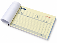 Carnet de reçus autocopiants en 2 feuillets avec logo personnalisé, 50 jeux numérotés en série, perforés, pour comptoir de vente au détail