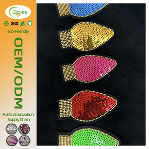 Reinforced Stitching High Shine <b>Sequins</b> Multi-Color Embroidery Patches for Fashion Trend Diy Decoration - Product Image 1