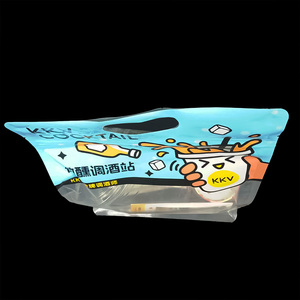 Sac en plastique PE avec logo personnalisé, refermable, portable, avec fermeture éclair, pour bouteilles de vin, boissons, noix, aliments et liquides - Product Image 2