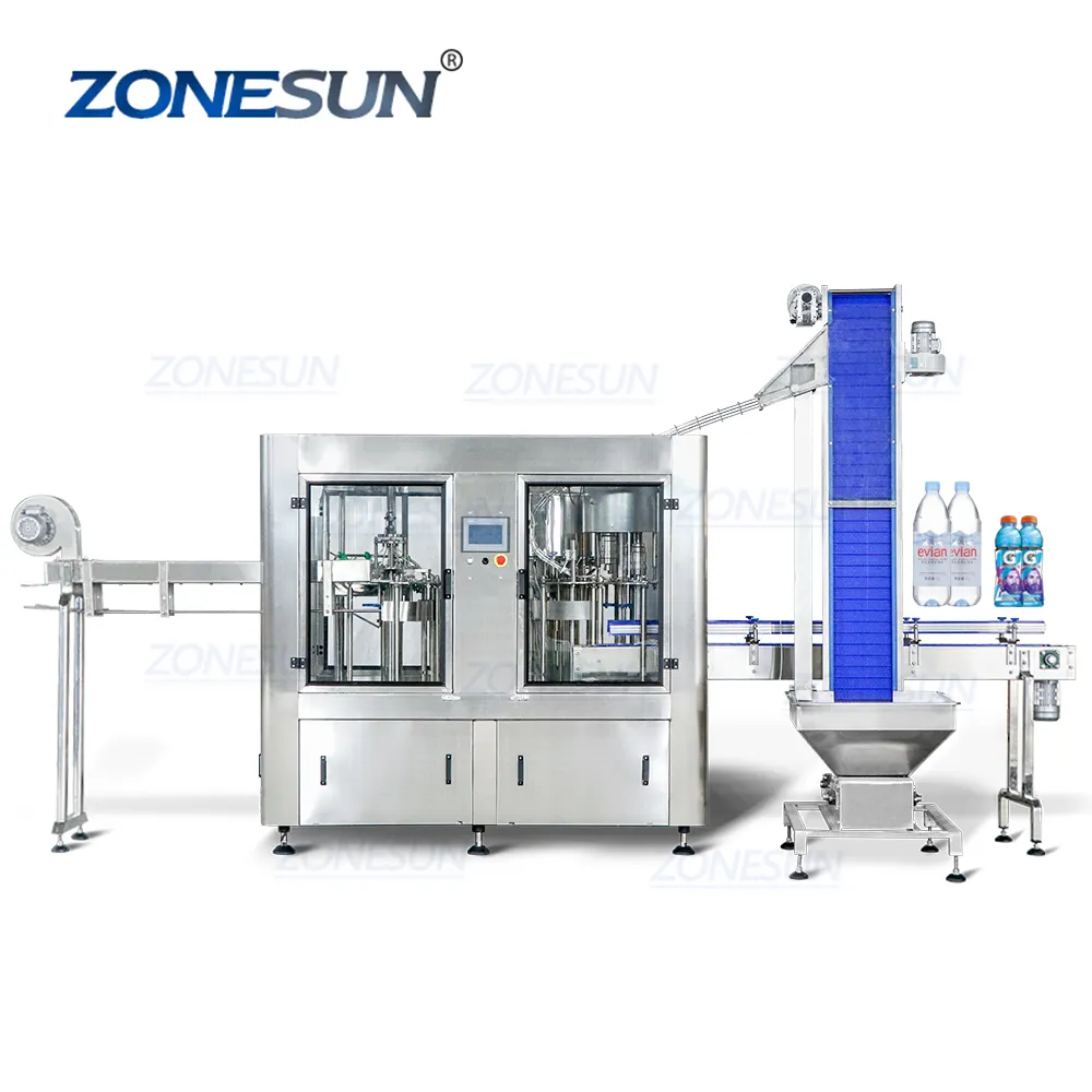 ZONESUN 3 in 1 Automatic Bottled Juice Rinsing Bottling Packaging Equipment Pure Mineral Water Bottle Filling Capping Machine