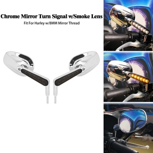 Rétroviseurs de clignotants universels pour moto Harley XL Dyna pour Yamaha, filetage 8mm, noir chromé, 2 pièces - Product Image 6