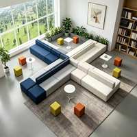 Ensemble de canapés modulaires artistiques et modernes en tissu pour bureau et salon, idéal pour appartements, hôtels, hôpitaux et salles de conférence