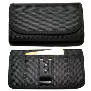 Pasokan pabrik slot kartu kredit casing kantung nilon horizontal dengan klip sabuk sarung untuk ponsel 6.4 "-6.9"