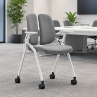 Chaise de bureau ergonomique pliable avec coussin en tissu maillé, chaise de bureau pliable avec roulettes pour l'école, l'hôpital, design moderne