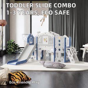 Tobogán Infantil para Interiores y Exteriores, Parque Infantil de Plástico con Aro de Baloncesto, Telescopio y Espacio de Almacenamiento para Niños de 1 a 4 Años - Product Image 2