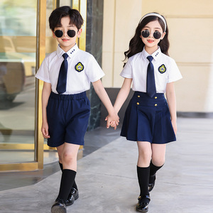 <strong>New</strong> Custom Design White Shirt Navy Shorts Boys Girls <strong>School</strong> <strong>Uniform</strong> for Summer <strong>Kindergarten</strong> Sport <strong>Style</strong> Polyester for Kids - Product Image 1