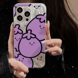 เหมาะสำหรับ iPhone 17 Pro Max, เคสผ้าทูลล์สีม่วงน่ารักลายมะเขือยาวพร้อมรูขนาดใหญ่, เคสโทรศัพท์กันกระแทก - Product Image 2