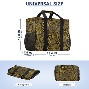African Tribal Geometric Ankara Print Canvas Laundry Basket Custom Heavy Duty Mesh Pockets Reusable Dust Bag Shopping Bag - Product Image 5