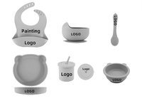 Vente en gros d'ustensiles de salle à manger classiques pour enfants vaisselle pour tout-petits ensemble d'alimentation moderne en silicone pour bébé bol ventouse bavoir tasse