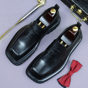 Zapatos de vestir británicos de cuero para hombre, ligeros, transpirables y antideslizantes, con suela gruesa para aumentar la altura - Product Image 6