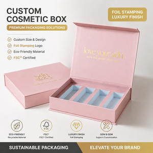 Caja de Cosméticos Personalizada Elegante, Serena y Delicada, Entrega Rápida Directa de Fábrica, Caja de Embalaje de Belleza Rosa con Certificación FSC - Product Image 1