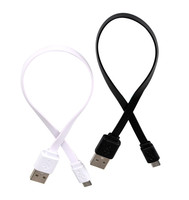 Kabel pengisi daya cepat, aksesoris ponsel pengisi daya cepat mikro USB datar hitam putih 20cm untuk Android PVC jaket kepang