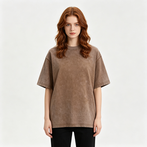 Camiseta Oversize de Algodón Puro con Lavado Ácido y Etiqueta Personalizada para Hombre, con Gráfico Termotransferible, Cuello Redondo y Tejido Grueso Envejecido - Product Image 2