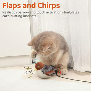 Jouets pour chat Moineau oiseau battant rechargeable, Tweet de gazouillis réaliste, jouet de chaton activé par contact jouets d'exercice de chat interactifs pour - Product Image 2