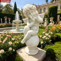 Statues de chérubins en marbre blanc naturel personnalisées, sculptures d'anges européennes pour la décoration de villas et d'hôtels, avec différentes poses, polies à la main