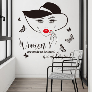 Adesivi <span class=keywords><strong>murali</strong></span> Sexy per ragazze con labbra rosse semplificati slogan inglese decorazione per camera da letto adesivi autoadesivi - Product Image 2