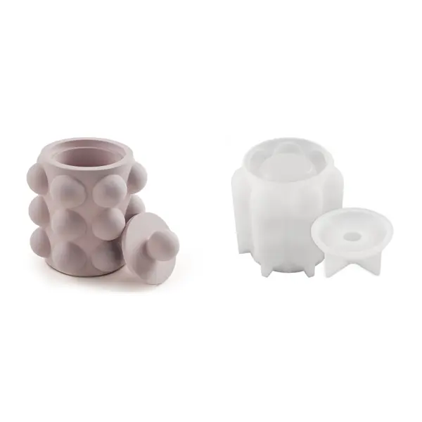 INTODIY 창조적 인 장식 시멘트 석고 캔들 컵 비드 컵 뚜껑 부드러운 실리콘 몰드