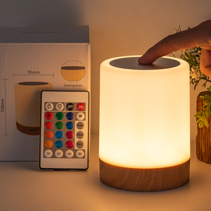 Smart Touch 13 couleurs lampe de robinet grain de bois rechargeable LED lampe de chevet minuterie et crochet inclus, intérieur extérieur petite veilleuse - Product Image 4