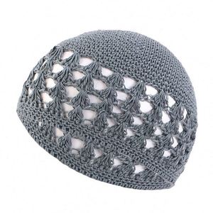 Wholesale High Quality Factory Supply Prayer Hat White Cotton Elastic Handmade <b>Islamic</b> Kufi Hats for Men - Product Image 1