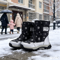 Bottes de neige pour femmes mi-mollet, thermiques, imperméables, automne/hiver, ville, école, marche quotidienne, entièrement doublées en cuir véritable, résistantes au froid