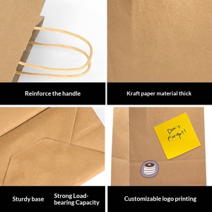 Kraft Paper <strong>Handbag</strong> for Baking Milk Tea &amp; Coffee-Biodegradable Sturdy &amp; Durable Customized Gift Bag with Round Flat Rope Handles - Product Image 3