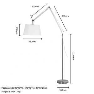 Lampadaire d'<span class=keywords><strong>arc</strong></span> d'abat-jour de tissu de bras long d'oscillation réglable de grande taille pour l'exposition - Product Image 2