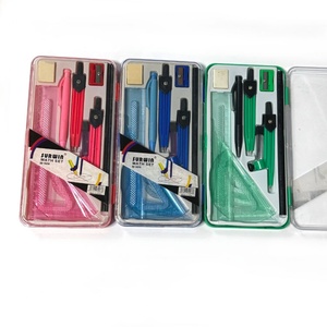 Juego de Reglas y Compás de 11 Piezas en Azul, Rosa y Verde, de Metal, para Estudiantes, Dibujo Técnico, Oficina, Material Escolar, Juego Matemático, Caja de Geometría - Product Image 2