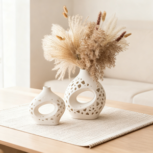 Nouveaux gadgets technologiques 2026 Vase en céramique blanche en forme de O Durable Fait à la main Moderne Décoration de mariage Décoration de la maison Pot de fleurs Jardinière - Product Image 3